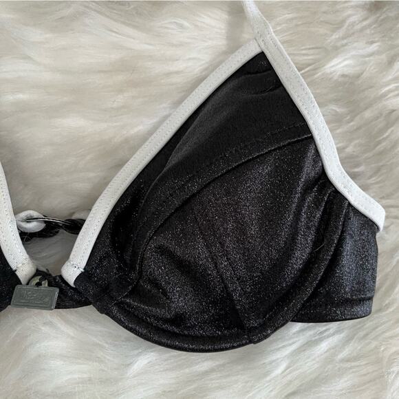 NEW Mossimo Two Tone Contrast Push Up Bikini Bathing Suit Swim Top Black XS NWOT - Picture 9 of 13